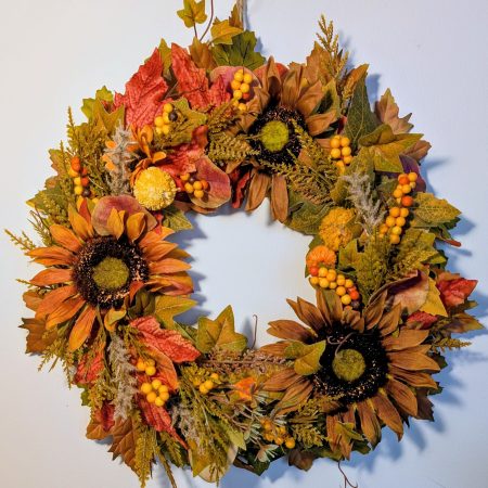 Autumn Sunflower Faux Seasonal Wreath