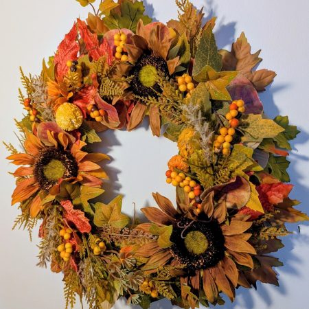 Autumn Sunflower Faux Seasonal Wreath