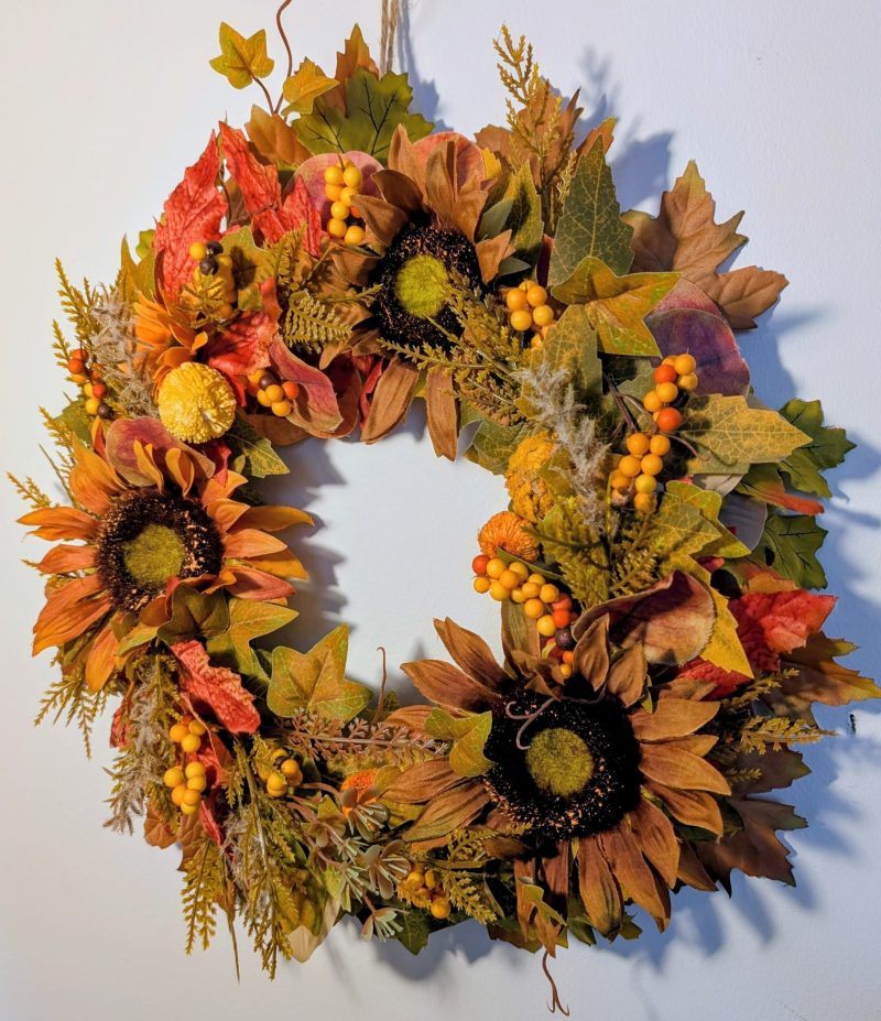 Autumn Sunflower Faux Seasonal Wreath