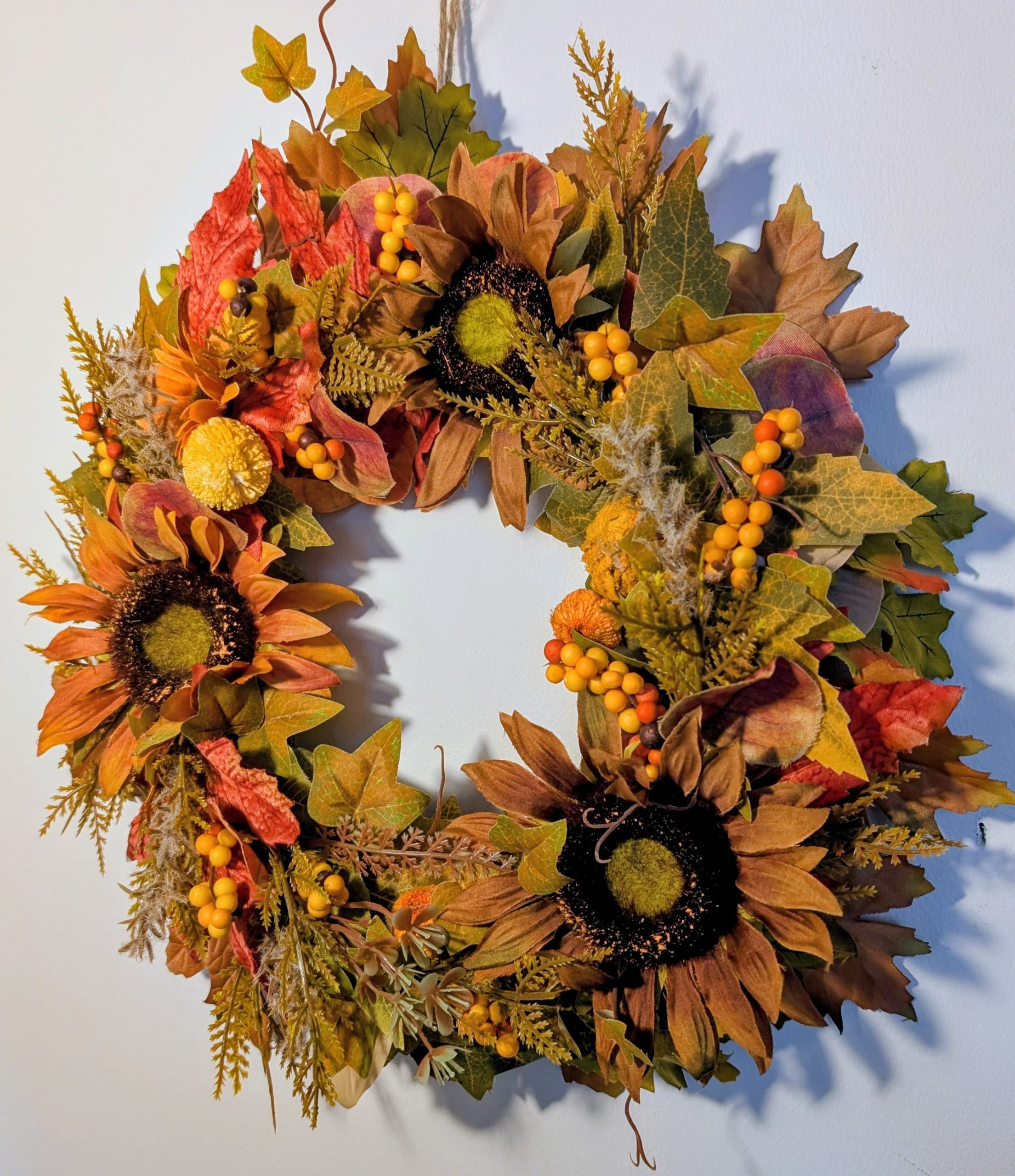 Autumn Sunflower Faux Seasonal Wreath