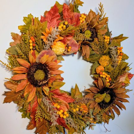 Autumn Sunflower Faux Seasonal Wreath