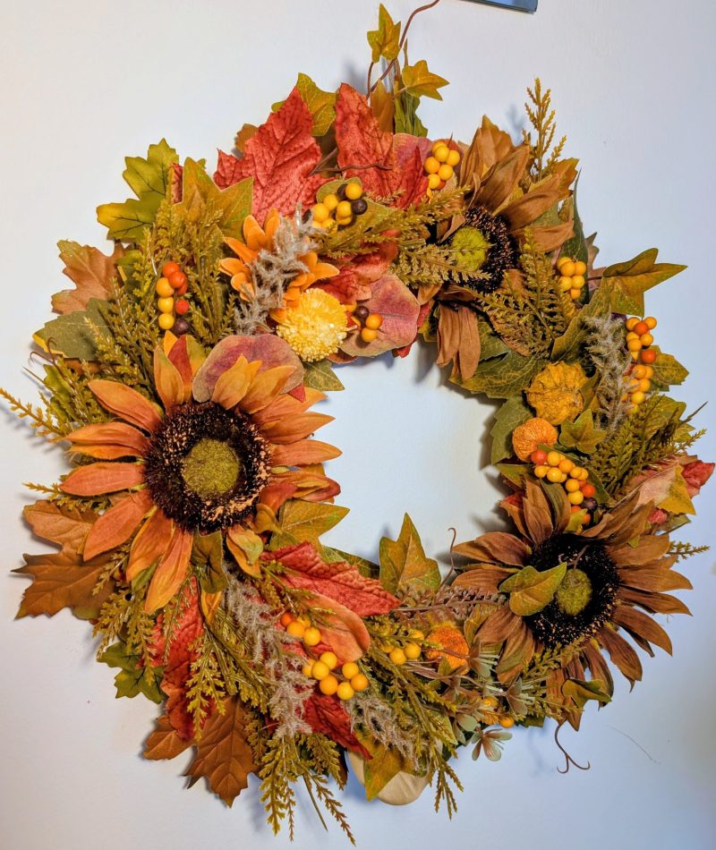 Autumn Sunflower Faux Seasonal Wreath