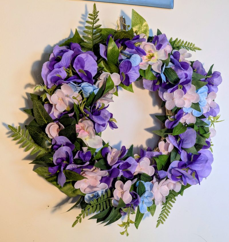 Purple, Pink and Blue Hydrangea Faux Floral Wreath
