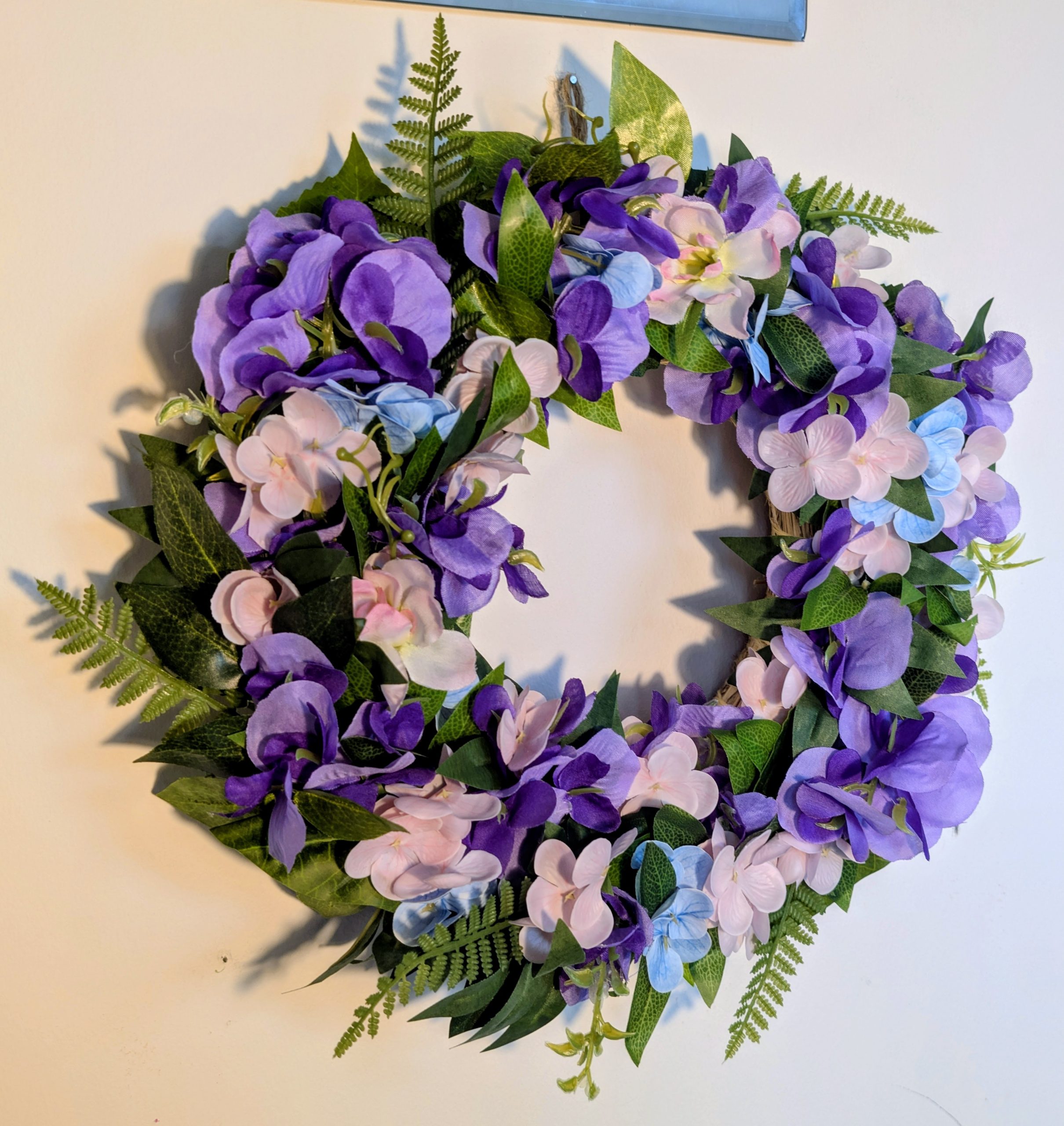Purple, Pink and Blue Hydrangea Faux Floral Wreath