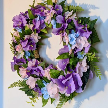 Purple, Pink and Blue Hydrangea Faux Floral Wreath