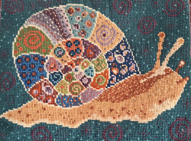 Tapestry Kit, Needlepoint Kit, Snail, Pillow, Cushion, Picture, Counted Cross Stitch, Embroidery