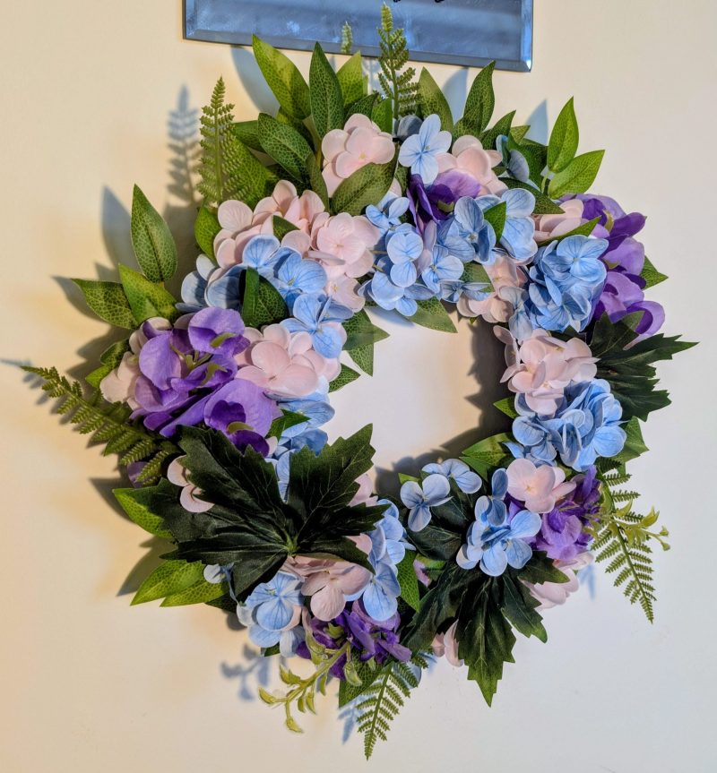 Blue, Pink and Purple Faux Floral Wreath