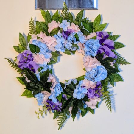 Blue, Pink and Purple Faux Floral Wreath