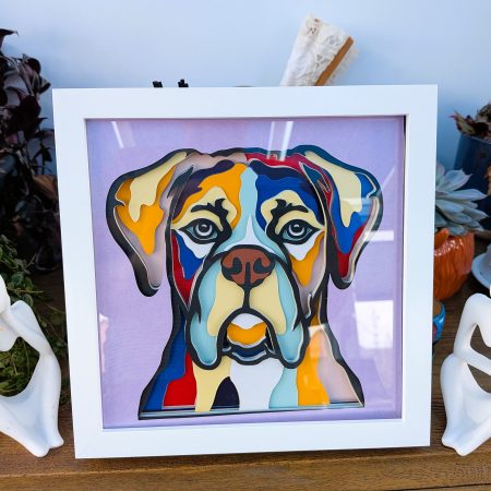 Boxer Dog Wall Art, 3D effect Shadow box.