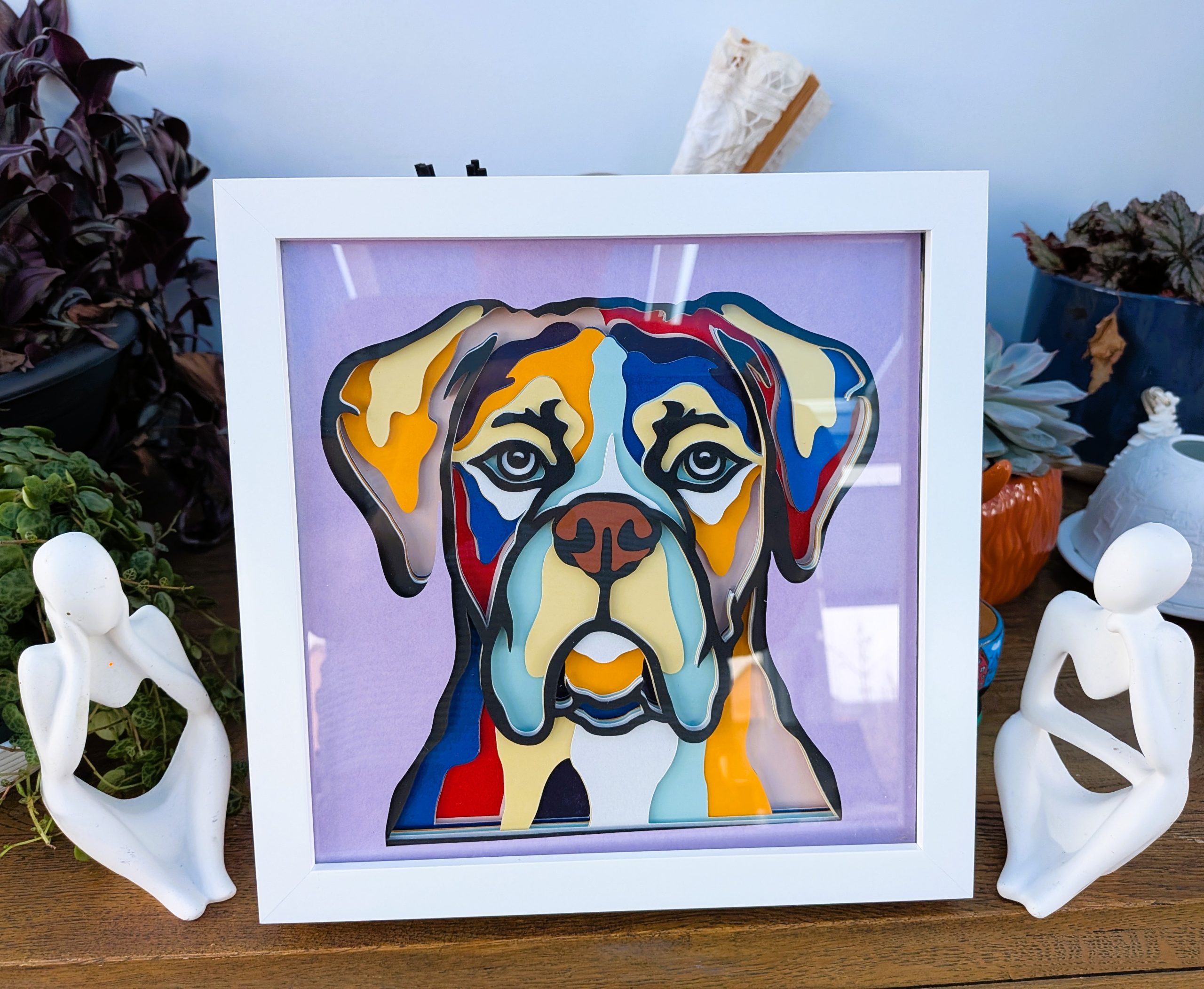 Boxer Dog Wall Art, 3D Wall Art, Shadow box.