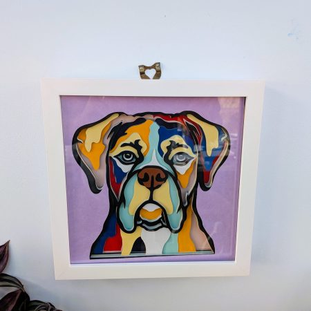 Boxer Dog Wall Art, 3D Wall Art, Shadow box.