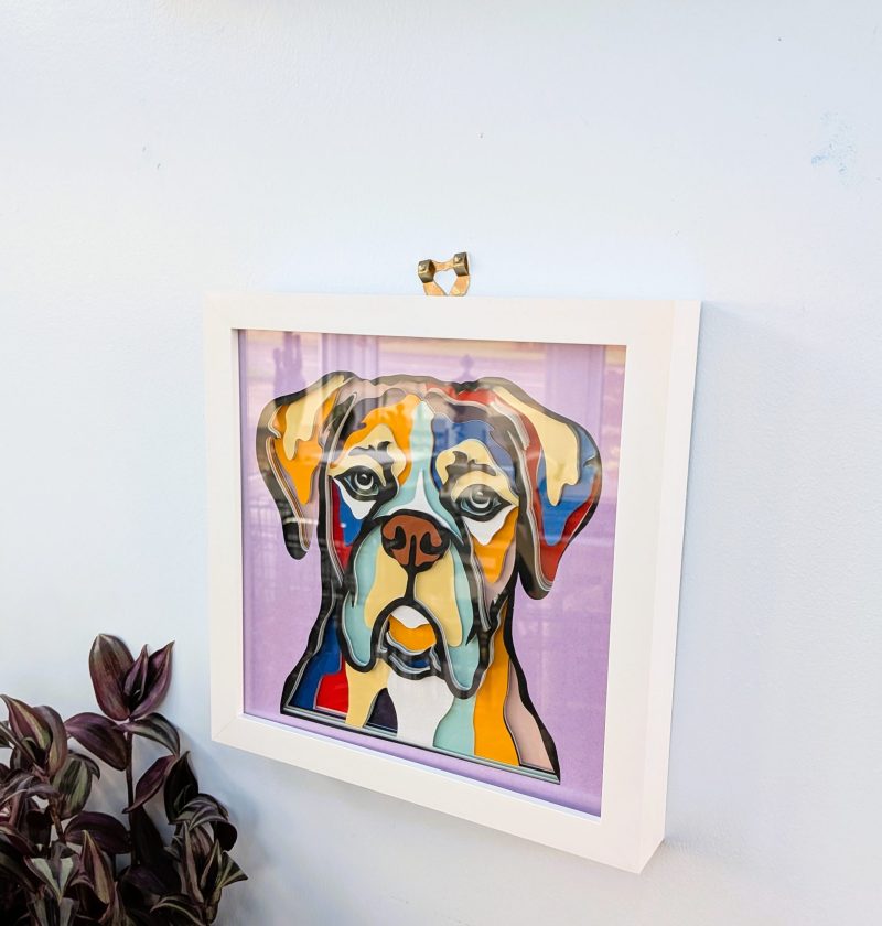 Boxer Dog Wall Art, 3D Wall Art, Shadow box.