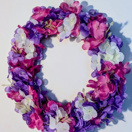 Purple, Pink and White Hydrangea Faux Floral Wreath