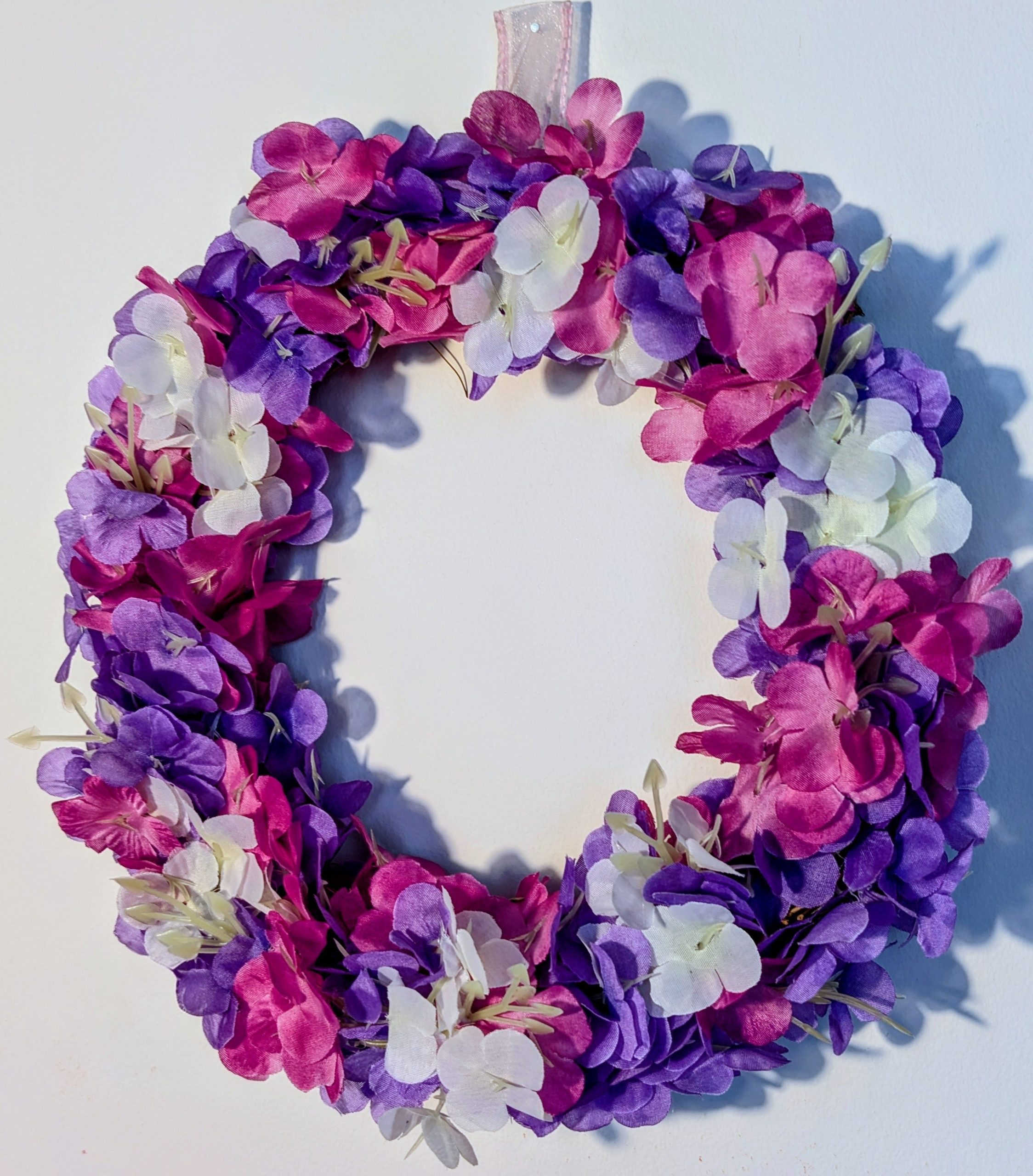 Purple, Pink and White Hydrangea Faux Floral Wreath