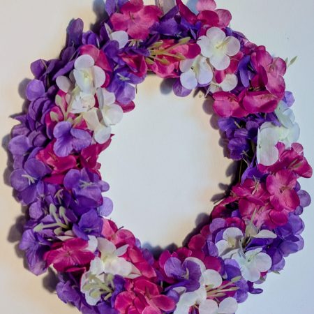 Purple, Pink and White Hydrangea Faux Floral Wreath