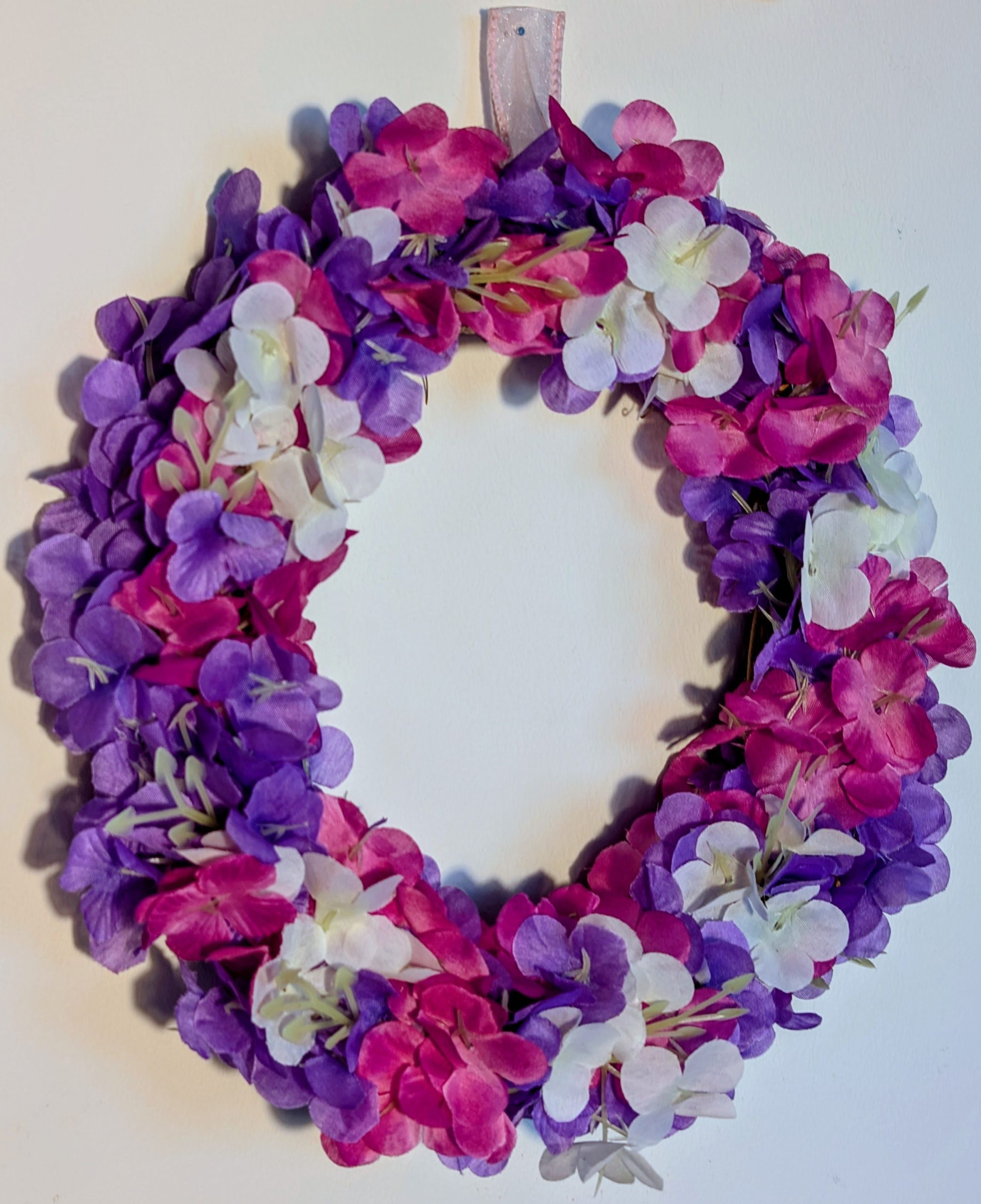 Purple, Pink and White Hydrangea Faux Floral Wreath