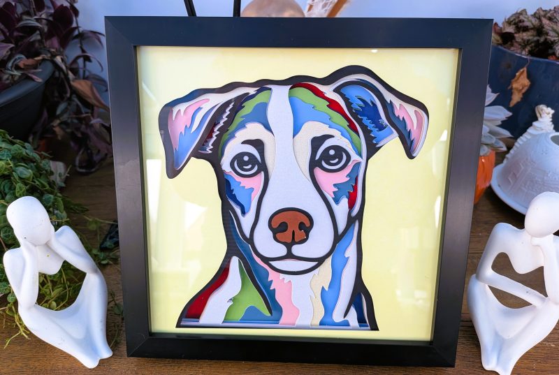 Jack Russell, multi coloured, 3D wall art, made to order