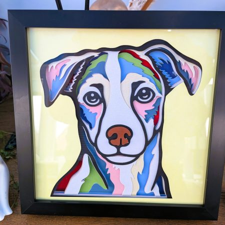 Jack Russell, multi coloured, 3D wall art, made to order