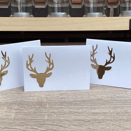 Christmas Stag Place Card Setting x 12 White & Gold