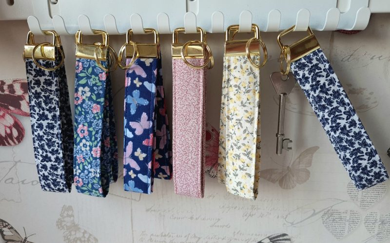 Handmade Padded Fabric Wristlet Keyring: