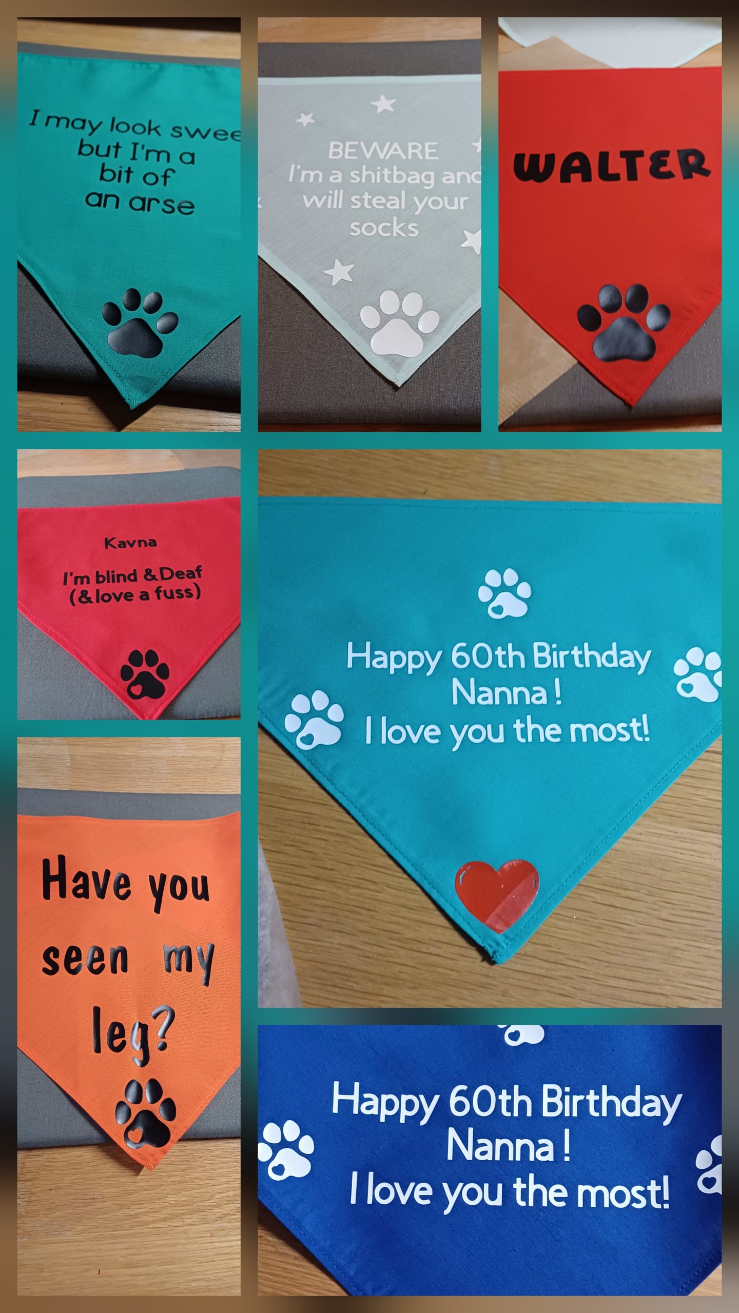 Personalised Dog bandana with press stud fastening