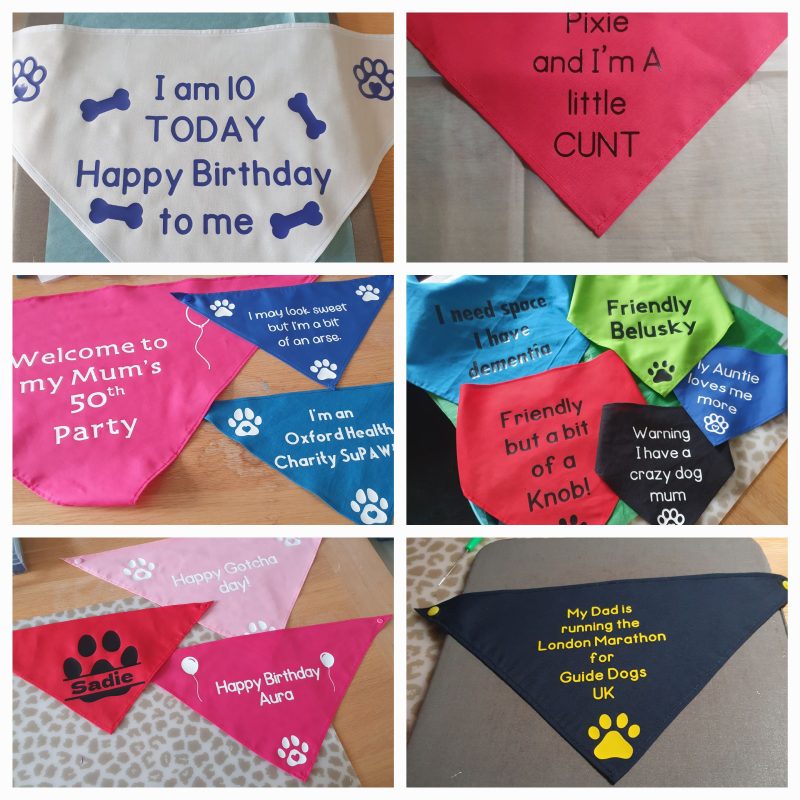 Personalised Dog bandana with press stud fastening