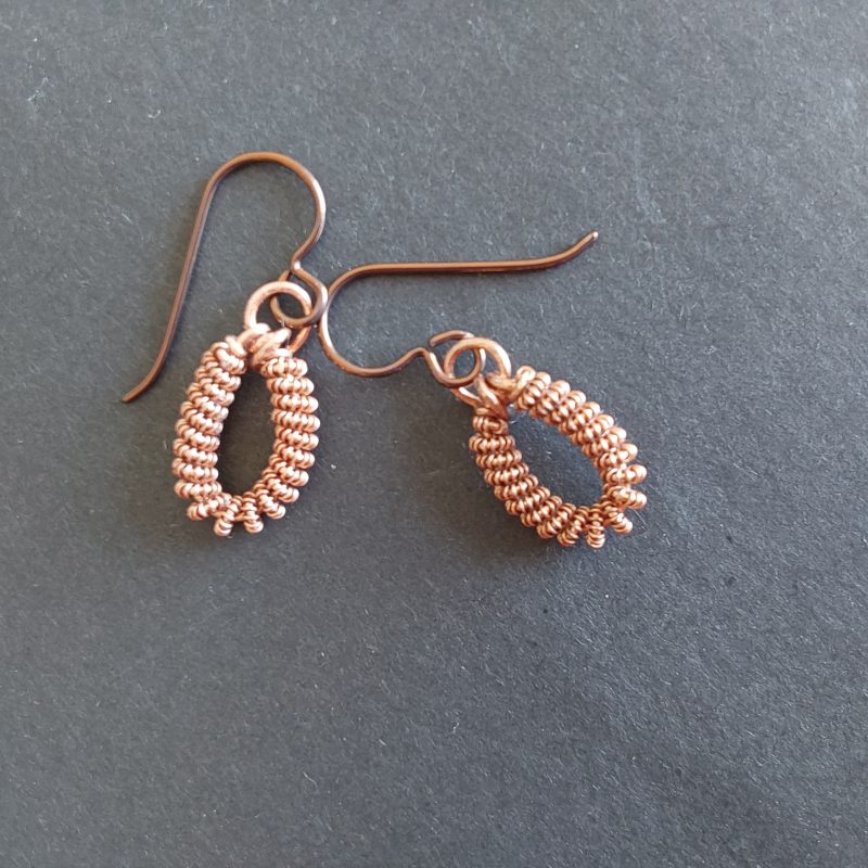Handmade copper dangly earrings with Niobium hypoallergenic ear wires.