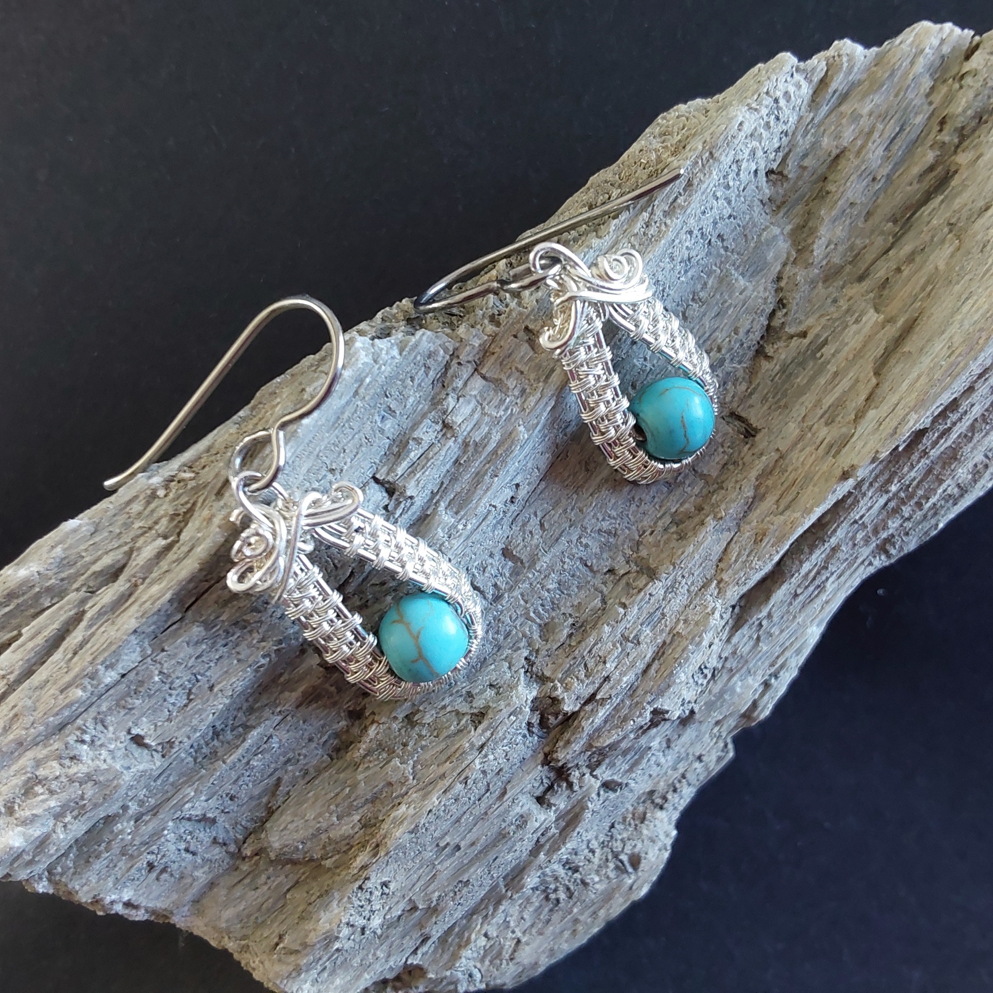 Silver Plated Magnesite Dangly Earrings With Titanium