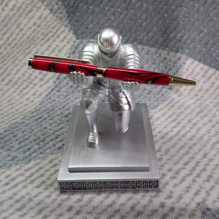 Slimline twist pen in red acrylic with gold coloured fittings