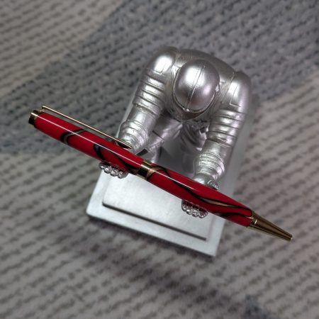 Slimline twist pen in red acrylic with gold coloured fittings