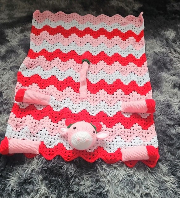 Lovey Strawberry Cow Blanket