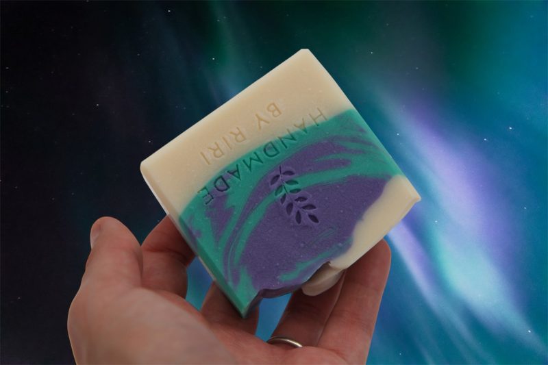 Artisan Handmade Northern Lights Soap Bar with Mint & Patchouli Essential Oils. Palm Oil & SLS Free