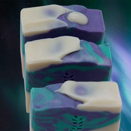 Artisan Handmade Northern Lights Soap Bar with Mint & Patchouli Essential Oils. Palm Oil & SLS Free