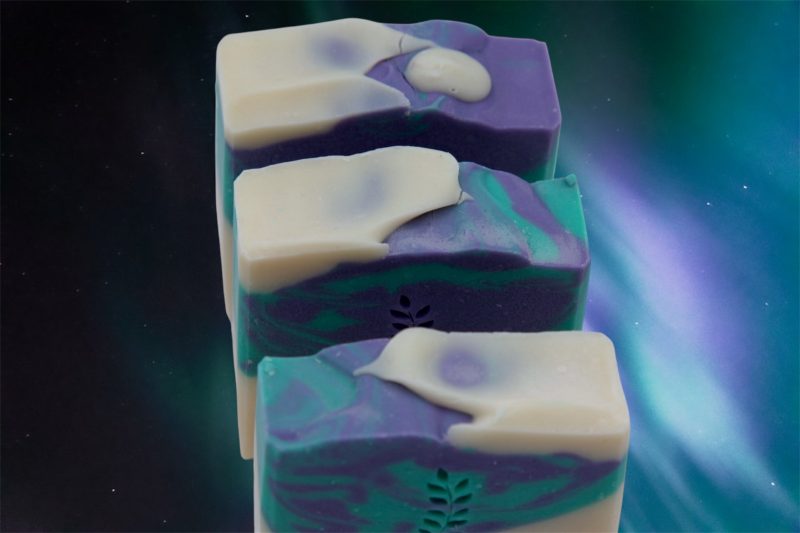 Artisan Handmade Northern Lights Soap Bar with Mint & Patchouli Essential Oils. Palm Oil & SLS Free