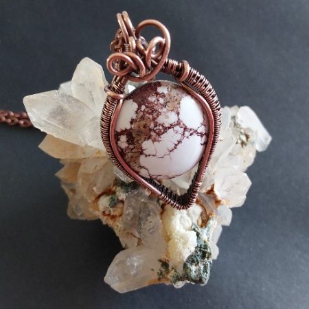 Copper wire weave Wild Horse Jasper pendant