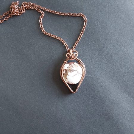 Copper wire weave Wild Horse Jasper pendant