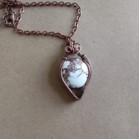 Copper wire weave Wild Horse Jasper pendant