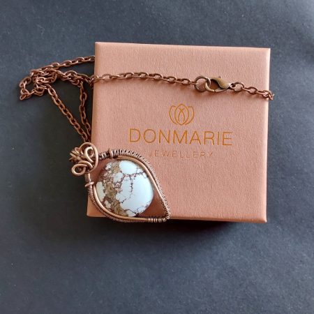 Copper wire weave Wild Horse Jasper pendant