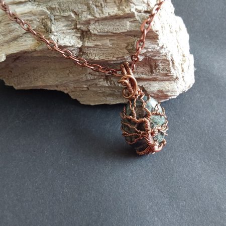 Handmade non-tarnishing copper Kambaba Jasper Tree of Life pendant and chain