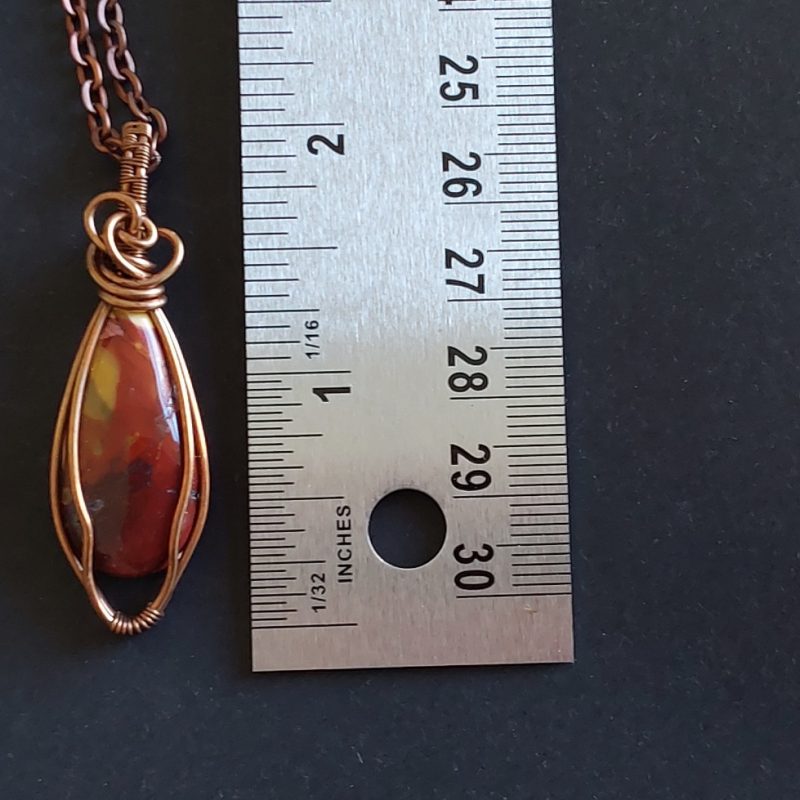 Copper wire wrapped Mookaite pendant and chain