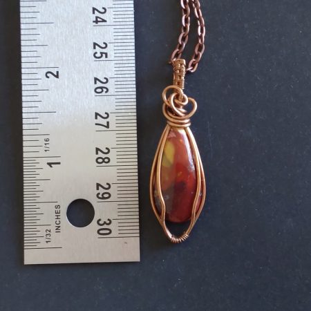 Copper wire wrapped Mookaite pendant and chain