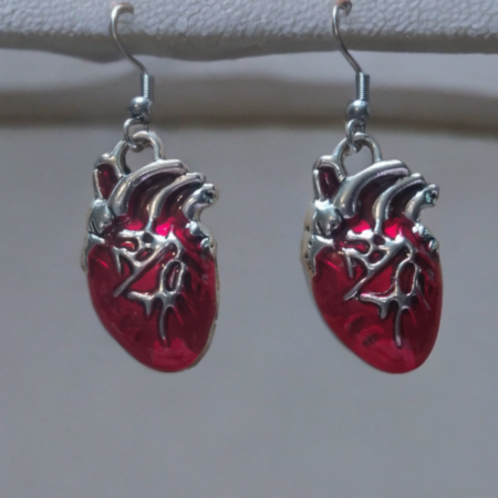 Gothic anatomical heart earrings made from hypoallergenic metal