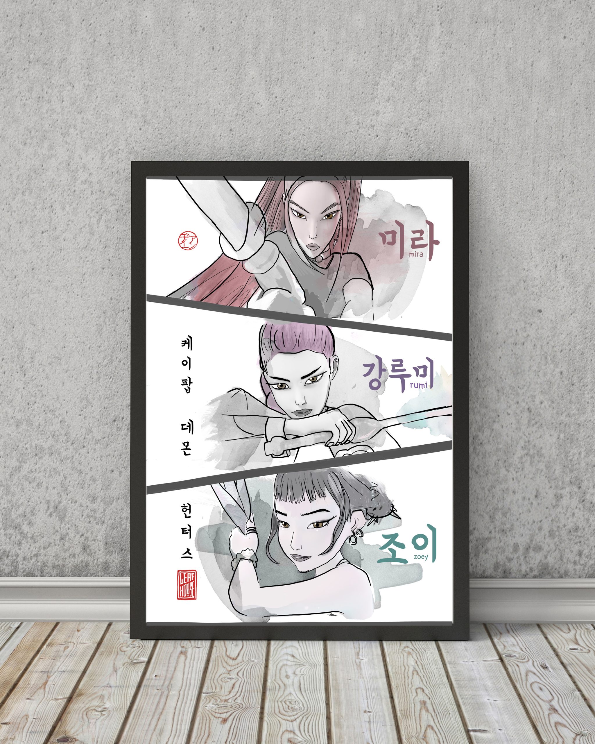 Framed K-Pop Demon Hunter Fanart Print - Marketplace