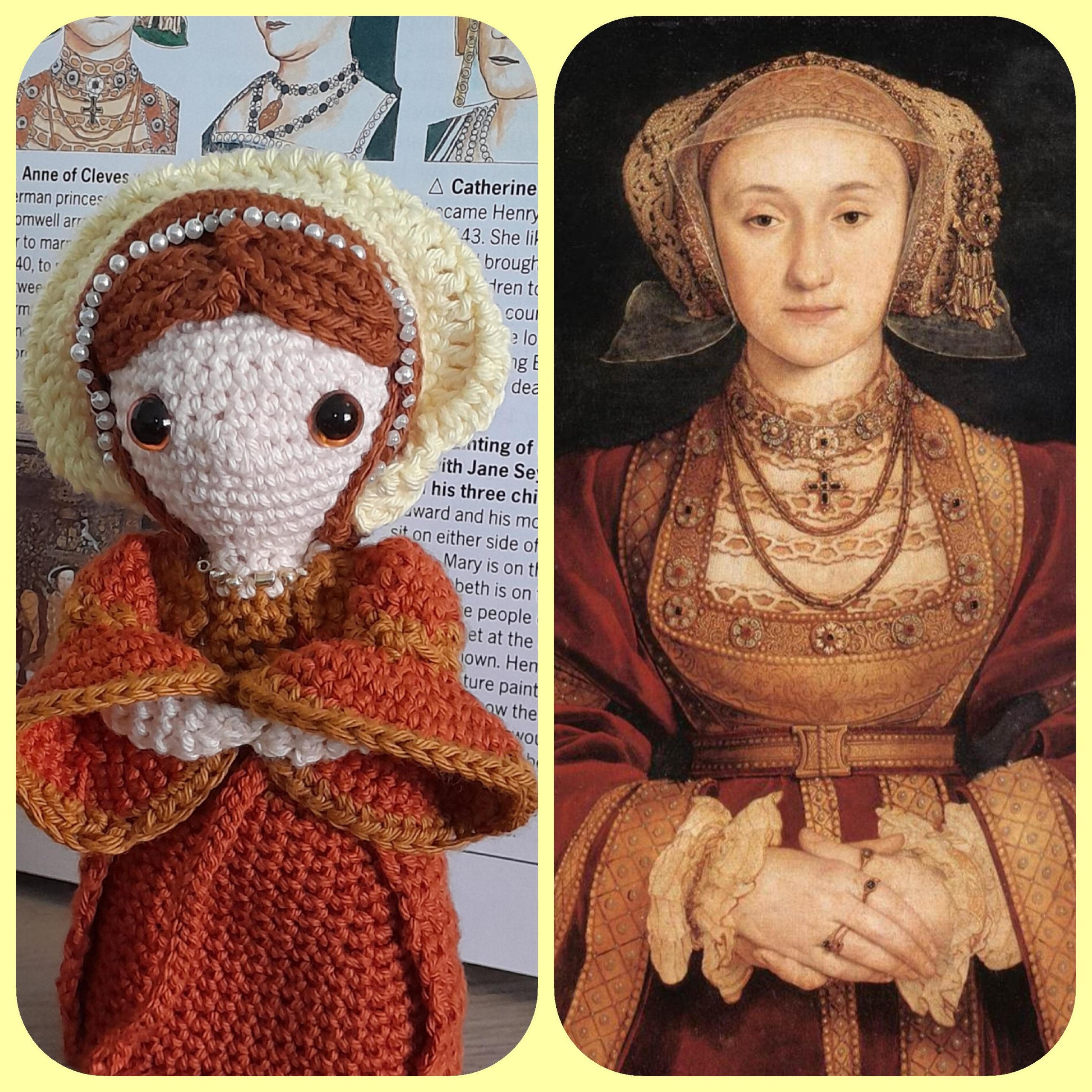 Anne of Cleves Crochet Doll: Handmade amigurumi figure of the historical icon