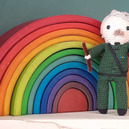 Captain, BBC Ghosts, Handmade crochet collectible