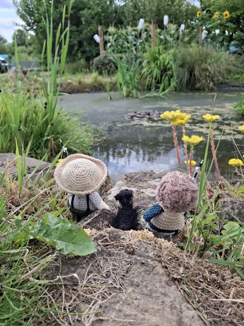 Ted the Dog - Employee of the Month, Gone Fishing, handmade crochet collectible
