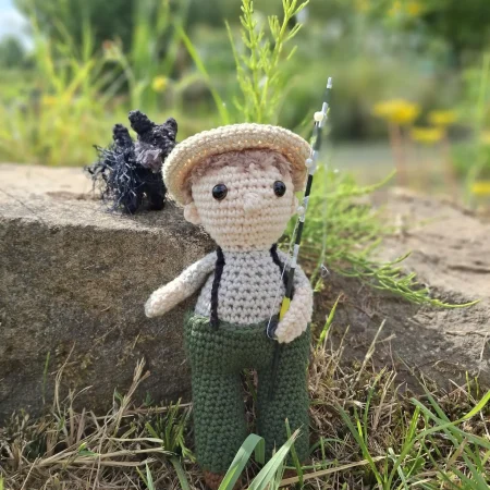 Bob Mortimer, Gone Fishing, handmade crochet collectible (Copy)