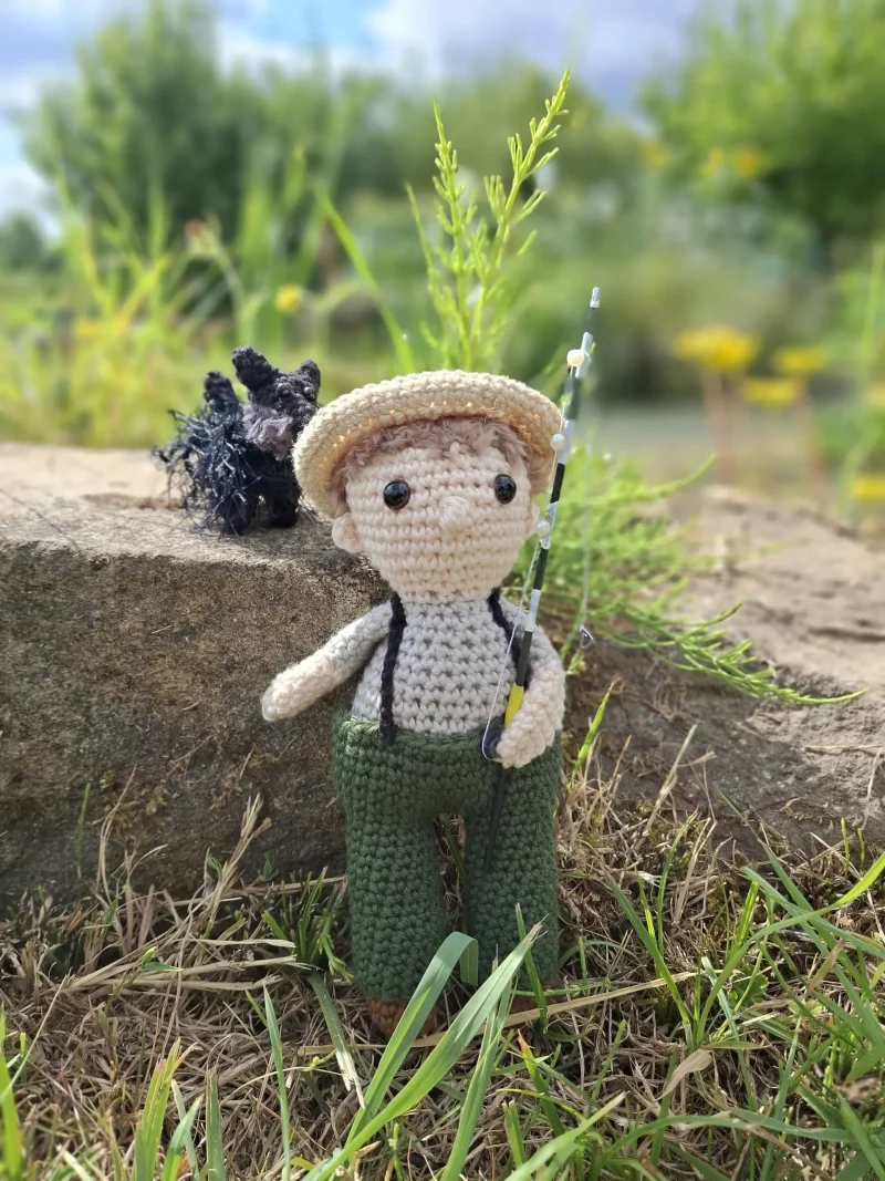 Bob Mortimer, Gone Fishing, handmade crochet collectible (Copy)