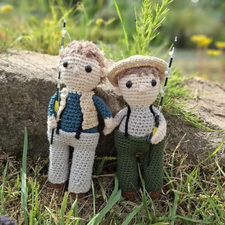 Bob Mortimer, Gone Fishing, handmade crochet collectible (Copy)