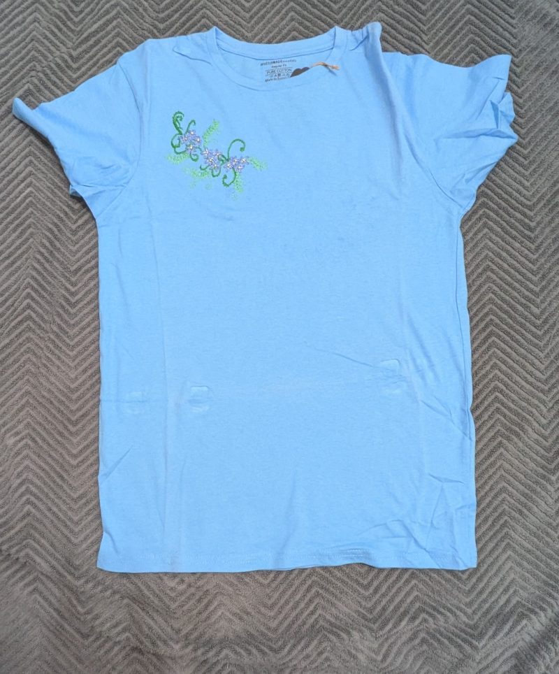 Forget-Me-Not hand embroidered t-shirt